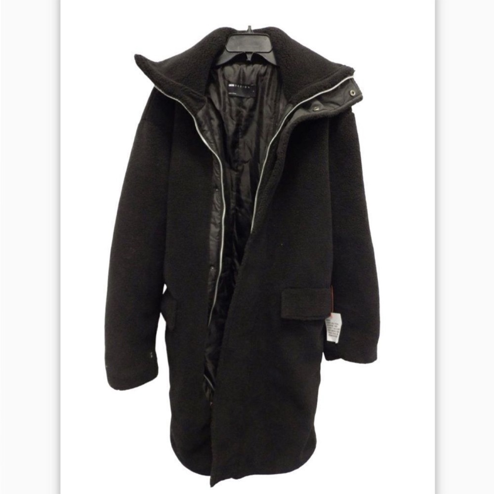 NWT Asos oversize black longline Sherpa teddy bear coat jacket sz L.